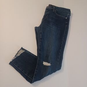 Banana Republic Zero Gravity Stretch Denim Distressed Cropped Jeans Sz 14